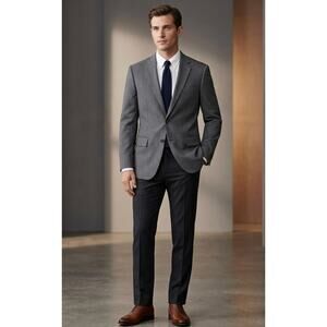 J. Crew Factory Thompson Blazer Men’s 34S Grey Pinstripe 2-Button Slim Fit EUC